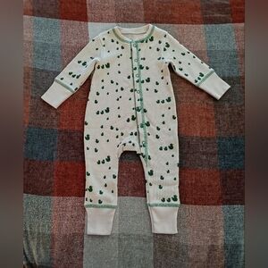 New Grain/Fin & Vince Green Duckies Waffle Long John Organic Cotton 6-12M NWOT